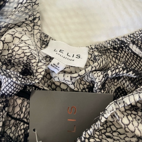 Le Lis Ruffled Smocked Snake Print Blouse - Picture 3 of 6